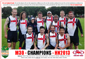 England Touch - Mens 30s champions England Touch - Mens 30s division champions