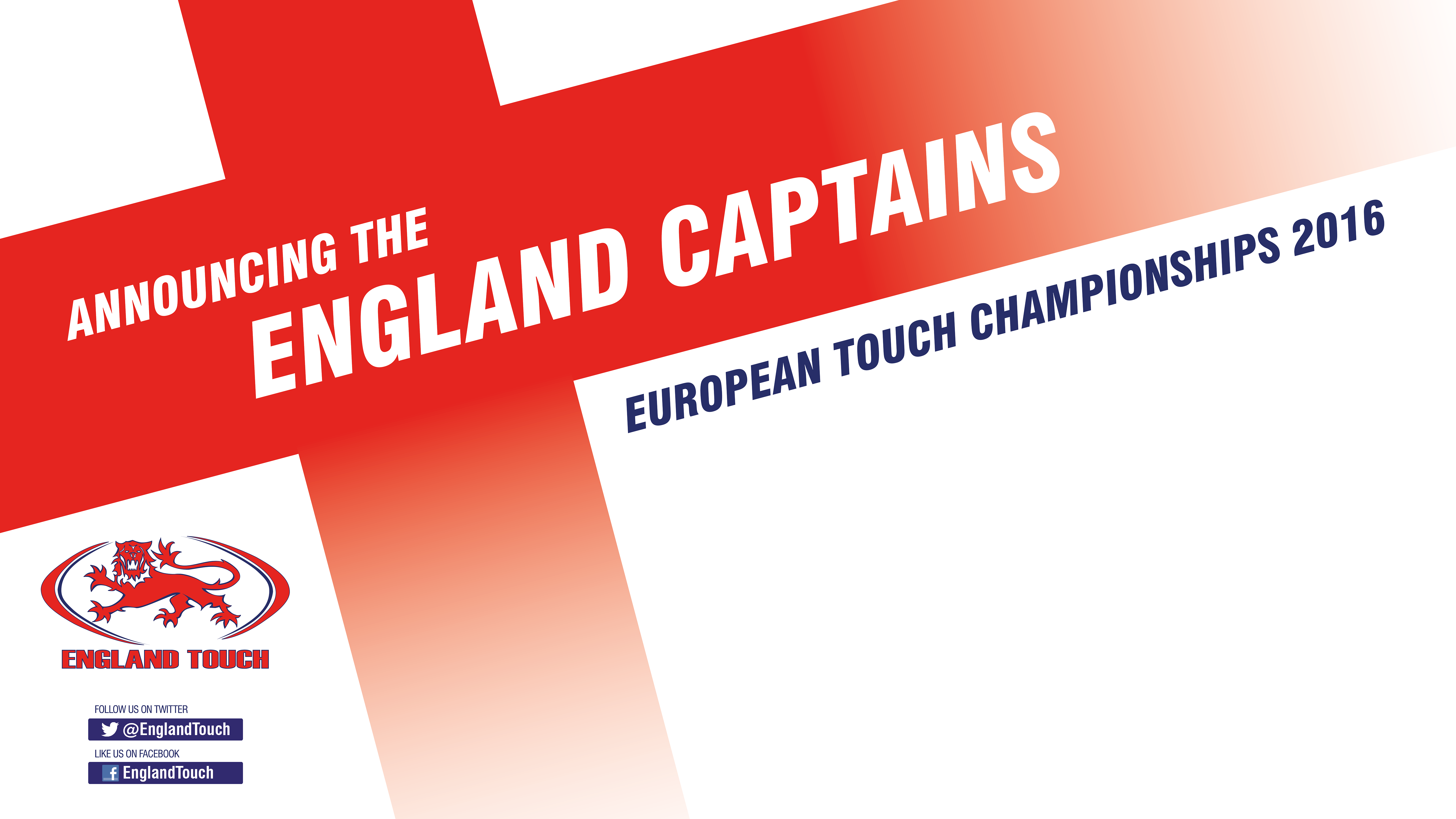 England Captains and Vice Captains Announced for 2016 European Touch Championships